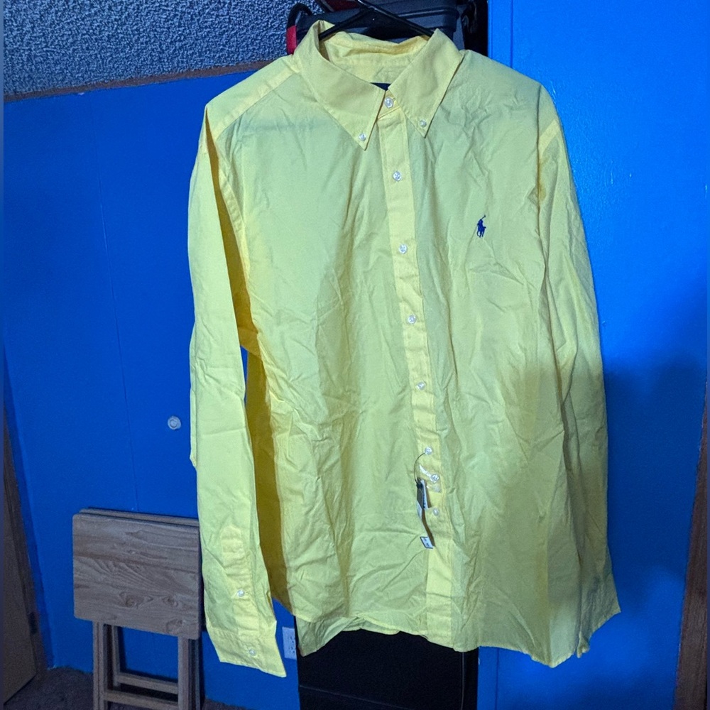 Men’s XL canary yellow Ralph Lauren button up with tags